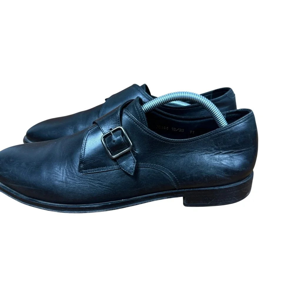 Allen Edmonds Umbria Monk Strap Shoes Mens 11 Black Leather Single Buckle Italy